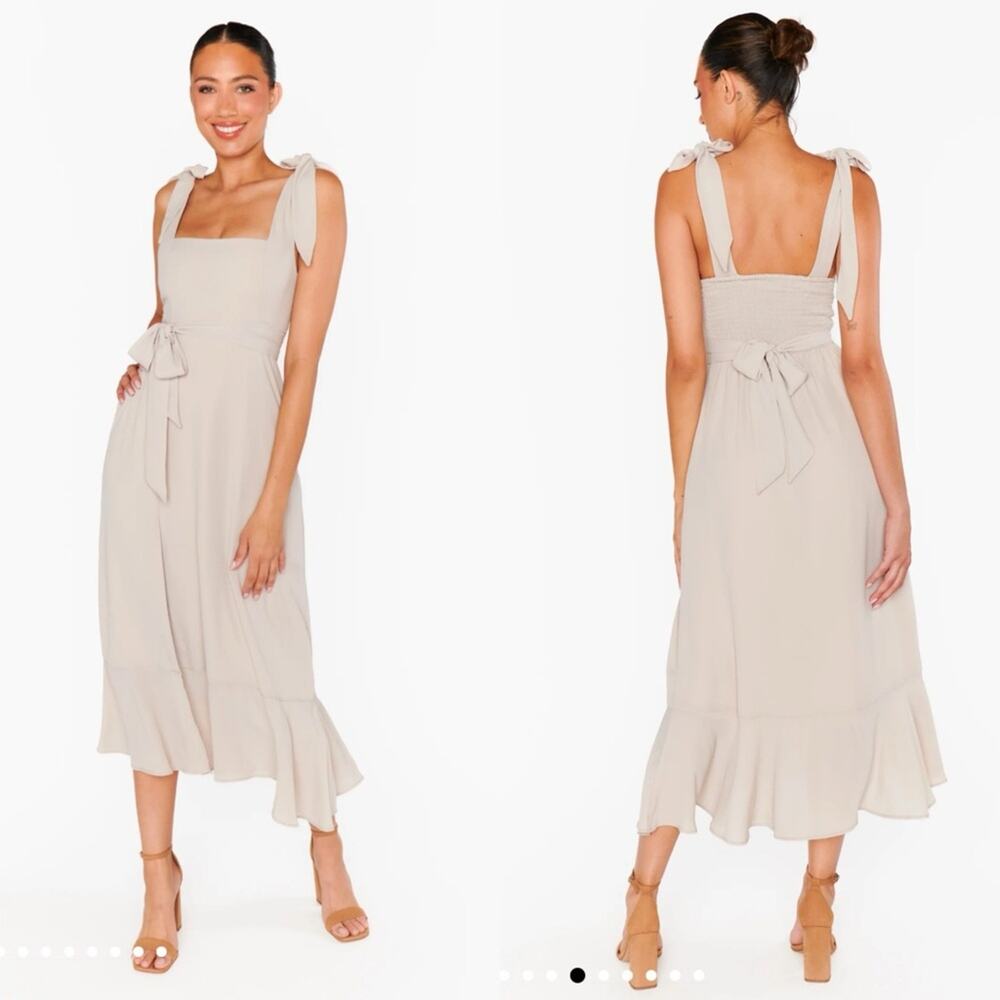 Show Me Your Mumu Claire Midi‎ Dress Show Me The Ring Crisp Champagne NWT Size S